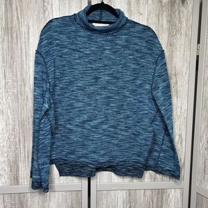 Free People Turtleneck Top Relaxed Fit Blue Color Side Slits Size Small